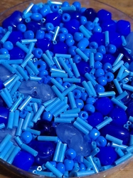 Korálky skleněné směs 120g modré