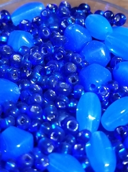 Korálky skleněné směs 30g modré