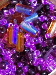 Korálky skleněné směs 30g fialové