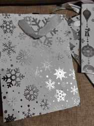 Dárková taška vánoční bílo stříbrná sada 3 kusy