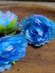 Umělý květ čajová růže Ø40 mm modrá