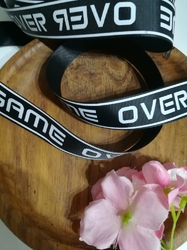 Lampas / rypsová stuha Game over šíře 25 mm černá