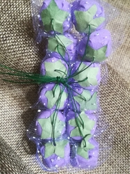 Růže na drátku / polotovar na vývazky s tylem Ø25 mm fialová