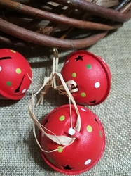 Vánoční rolničky Ø40 mm červené s puntíky