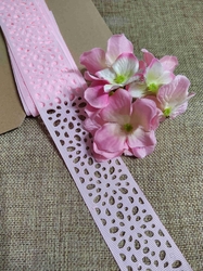 Rypsová stuha s výsekem květy šíře 40 mm růžová 