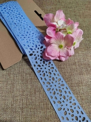 Rypsová stuha s výsekem květy šíře 40 mm světle modrá