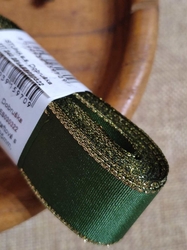 Stuha taftová šíře 25 mm s lurexem zelená zlatá