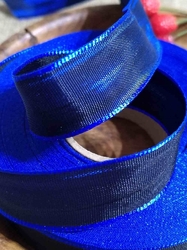 Stuha taftová modrá s drátkem šíře 24 mm