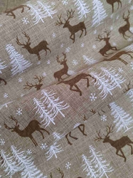 Vánoční imitace juty šíře 48 cm jelen hnědá světlá