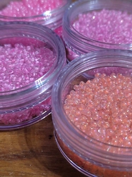 Korálky skleněné 4 x 30 g růžové odstíny 