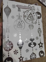 Dárková taška vánoční bílo stříbrná sada 3 kusy