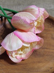 Umělý tulipán 3 ks růžová žíhaná
