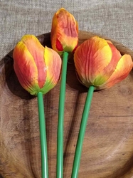 Umělý tulipán 3 ks oranžová žíhaná