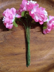Umělý květ na drátku 6 ks růžová 