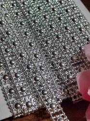 Borta s perlami - půlperle šíře 9 mm barva stříbrná