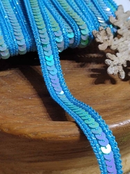 Flitrový prýmek šíře 12 mm barva modrá tyrkysová