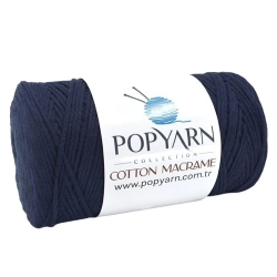 POPYARN Příze Cotton Macrame B016 - modrá, 250g 190m