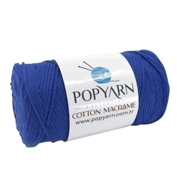 POPYARN Příze Cotton Macrame B022 - modrá, 250g 190m