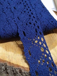 Bavlněná krajka šíře 40 mm paličkovaná modrá temná