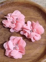 Květ Ø50 mm s kamínky růžovo korálový