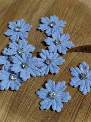 Aplikace vločka / květ s kamínkem Ø30 mm světle modrá