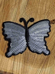 Nažehlovačka motýl s flitry barva stříbrná