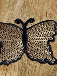 Nažehlovačka motýl s flitry barva zlatá