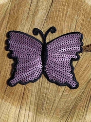 Nažehlovačka motýl s flitry barva pudrová