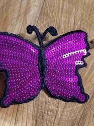 Nažehlovačka motýl s flitry barva cyklámen