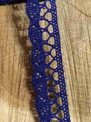 Bavlněná krajka šíře 18 mm paličkovaná modrá