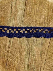 Bavlněná krajka šíře 18 mm paličkovaná tmavě modrá