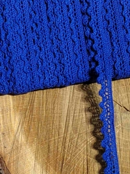 Bavlněná krajka šíře 11 mm paličkovaná modrá