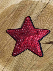 Nažehlovačka hvězda flitrová barva červená