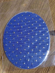 Nažehlovací záplaty riflové 6,8x8,5 cm 2 ks tečky modrá