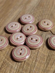 Dřevěný knoflík 14 mm s barevnými kroužky 