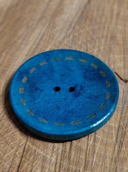Dřevěný dekorační knoflík průměr 45 mm tyrkys