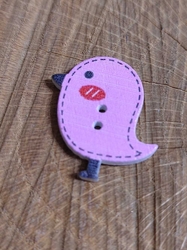Dřevěný dekorační knoflík ptáček růžová