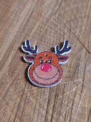 Dřevěný dekorační knoflík vánoční sobík