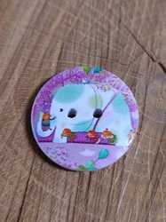 Dřevěný dekorační knoflík slon fialková