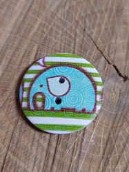 Dřevěný dekorační knoflík slon mint