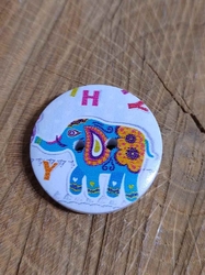 Dřevěný dekorační knoflík slon tyrkys