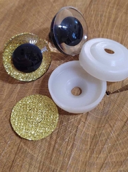 Oči glitrové s pojistkou Ø25 mm barva zlatá