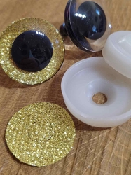 Oči glitrové s pojistkou Ø25 mm barva zlatá