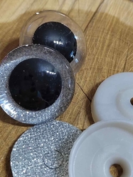 Oči velké s glitry s pojistkou Ø40 mm barva stříbrná