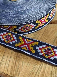 Prýmek indiánský motiv šíře 20 mm barva žlutá