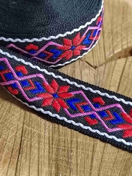 Vzorovka indiánský motiv šíře 24 mm barva červeno modrá