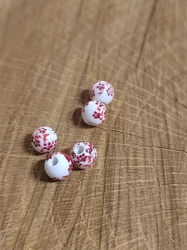 Porcelánové korálky s květy Ø6 mm barva bílá červená