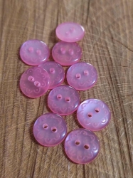Knoflík s ornamentem dvoudírkový barva růžová světlá