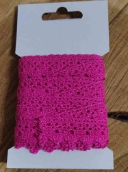 Bavlněná krajka paličkovaná šíře 15 mm barva pink