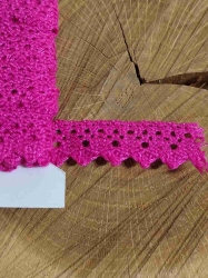 Bavlněná krajka paličkovaná šíře 15 mm barva pink
